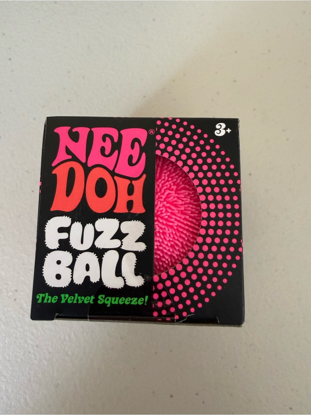 NeeDoh Pink Fuzz Ball Velvet Squeeze Toy